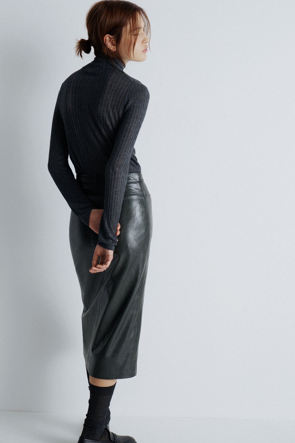Свитер поло ажурной вязки
