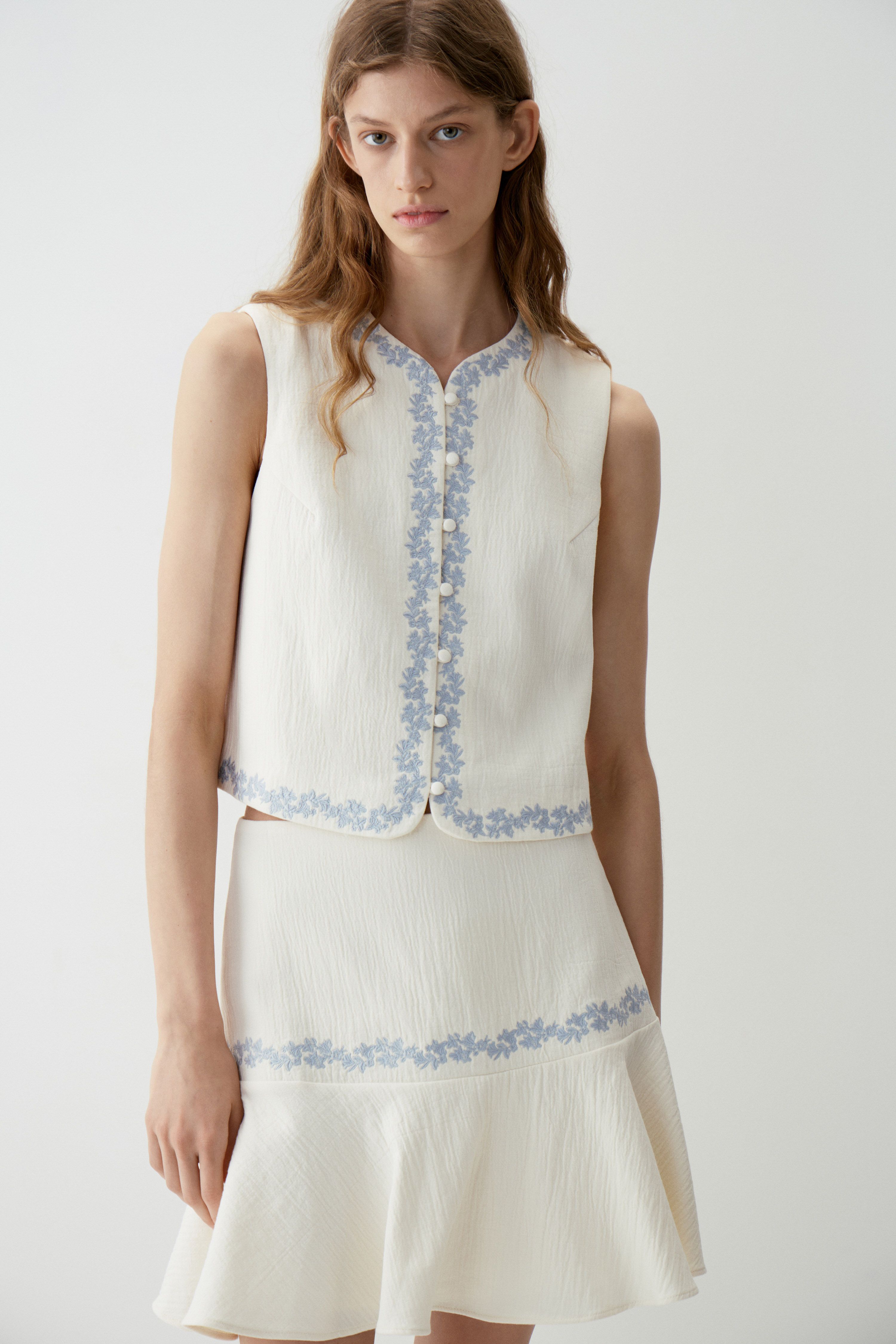 LIMÉ Юбка из хлопка с вышивкой