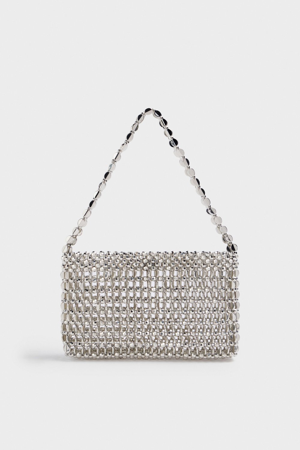 Плетеная из пластин и бусин сумка