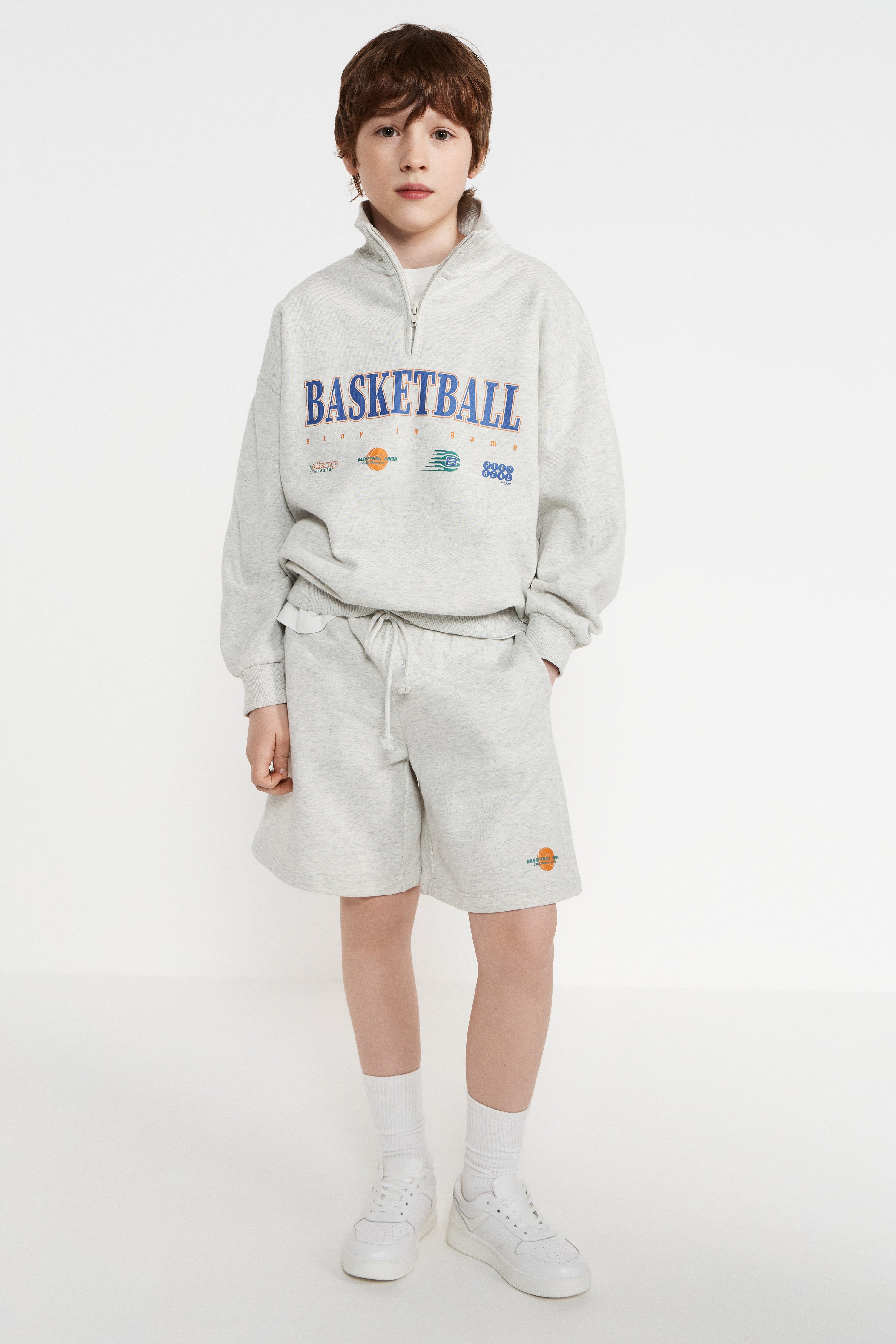 Шорты из футера с принтом