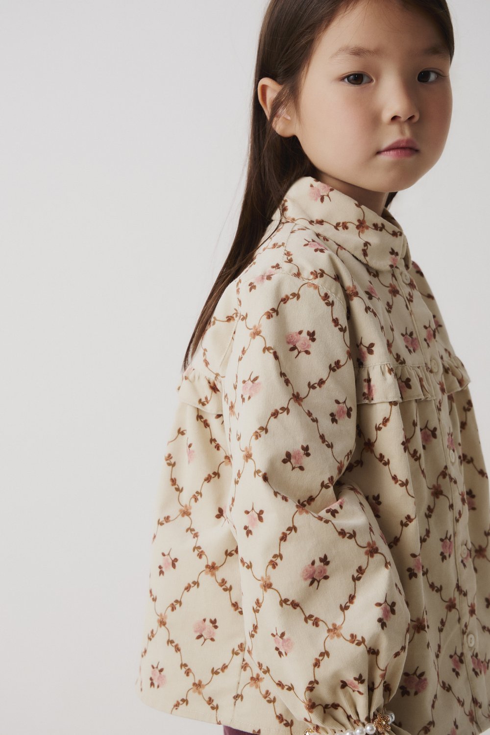 Блуза из вельвета с цветочным узором