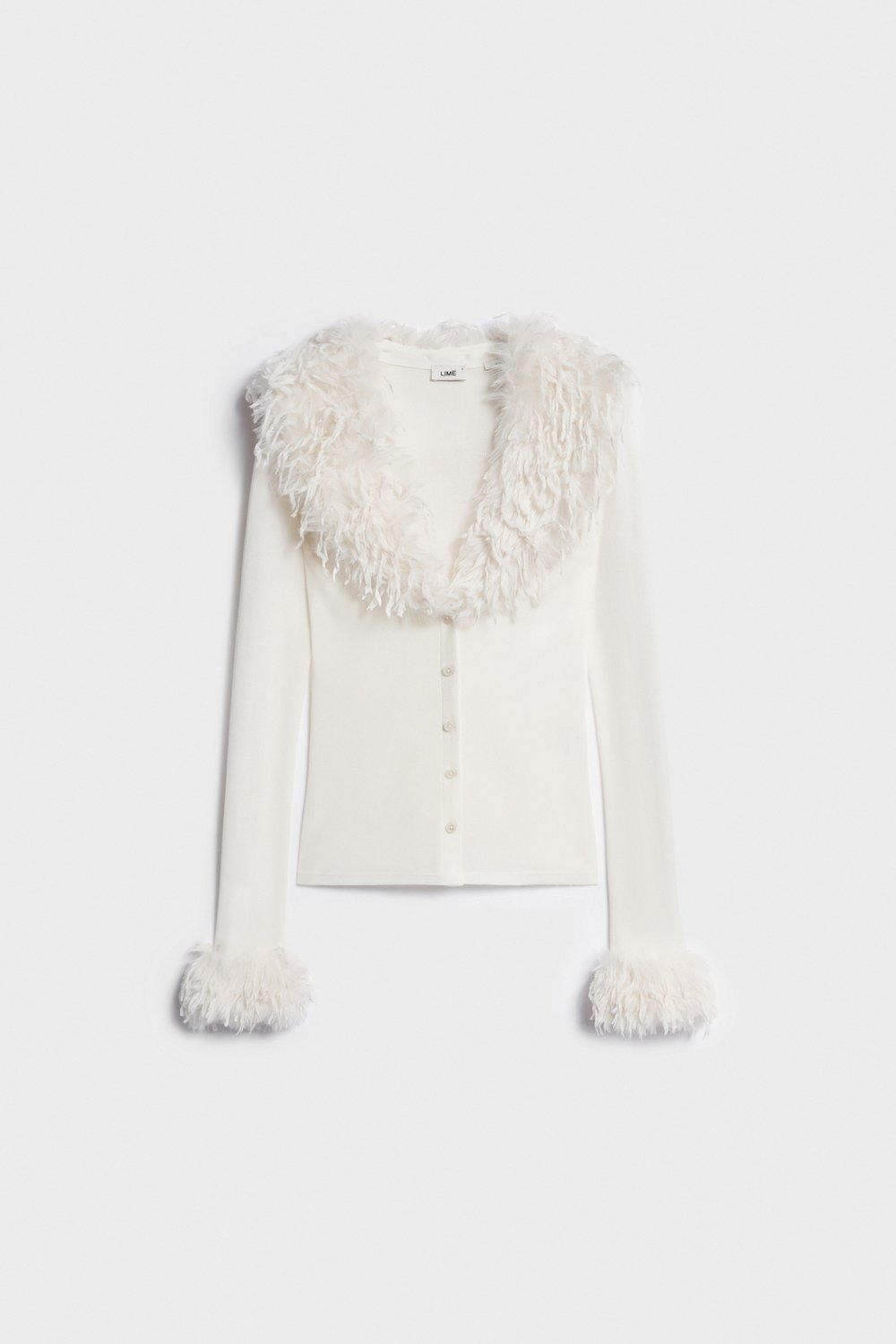 Блуза из лиоцелла и шерсти с перьями