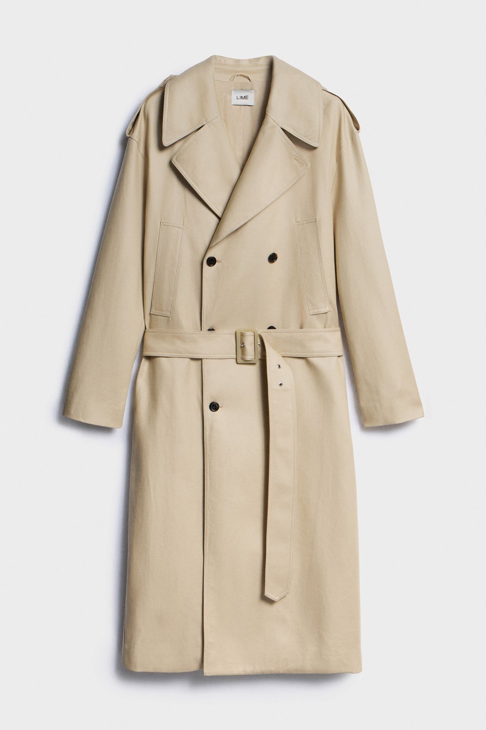 Двубортный тренч из хлопкового твила