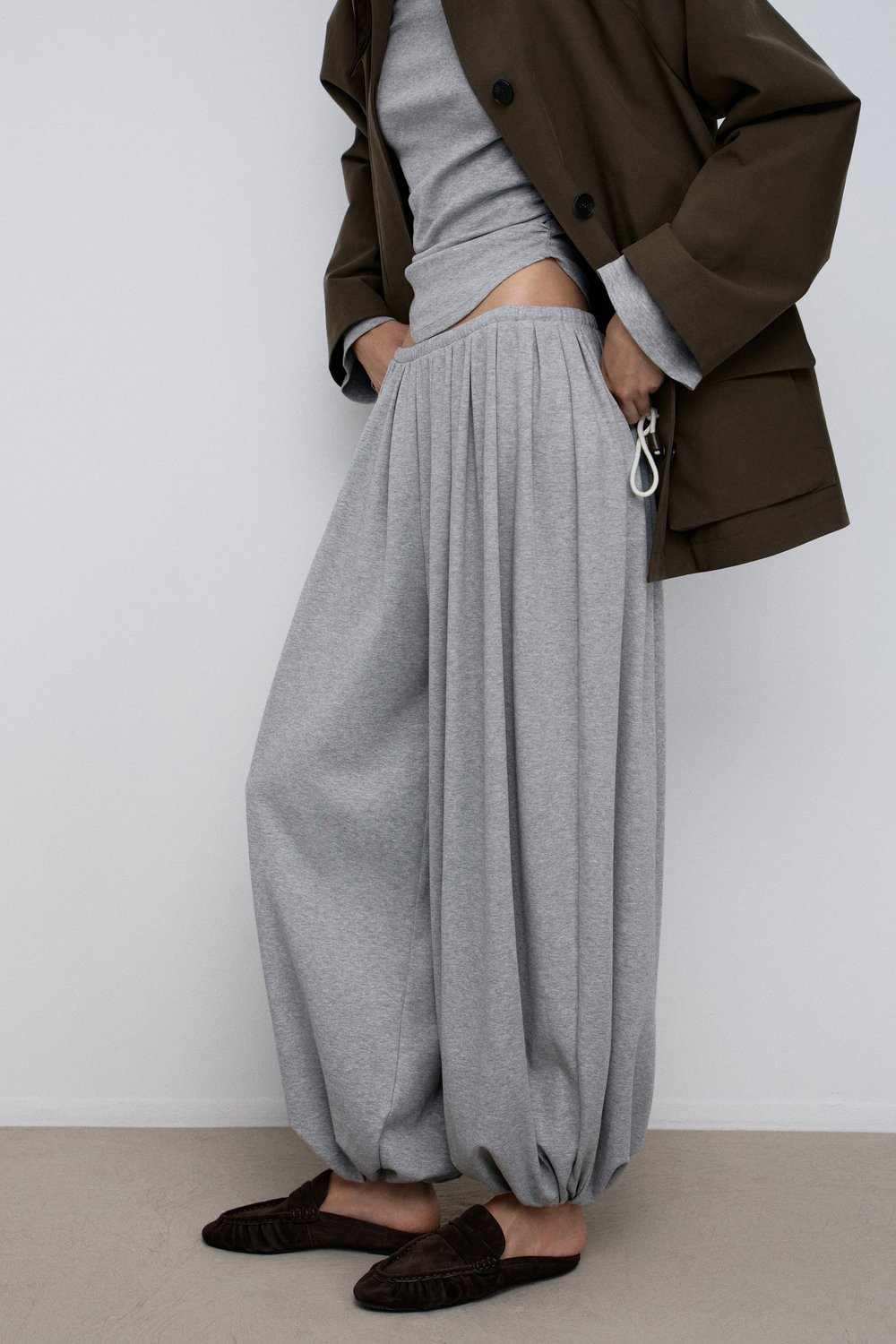 Брюки-аладдины из эластичного хлопка