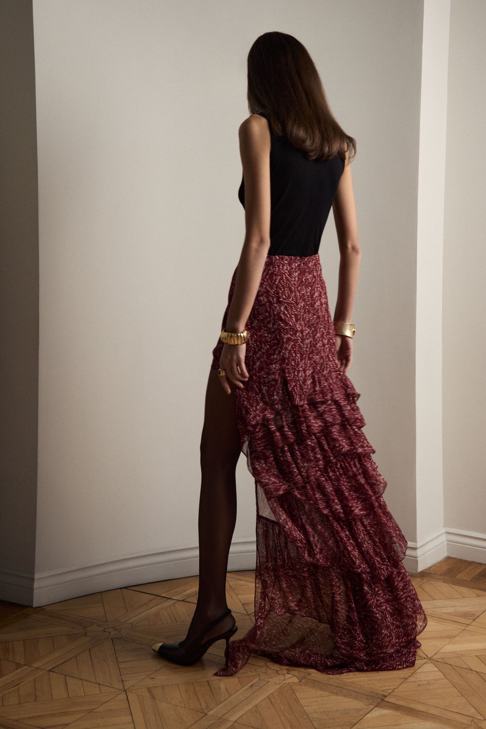Мини-юбка из гофрированной ткани с принтом