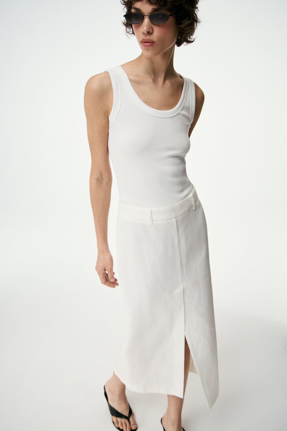Юбка миди из лиоцелла и льна