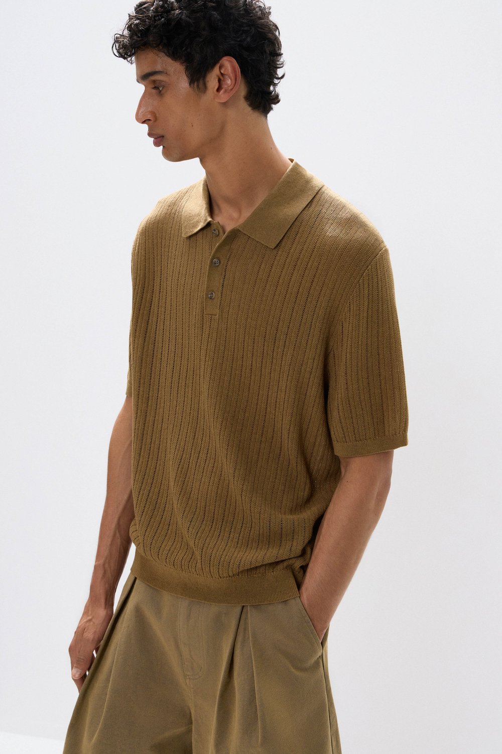 Джемпер поло с лиоцеллом и льном