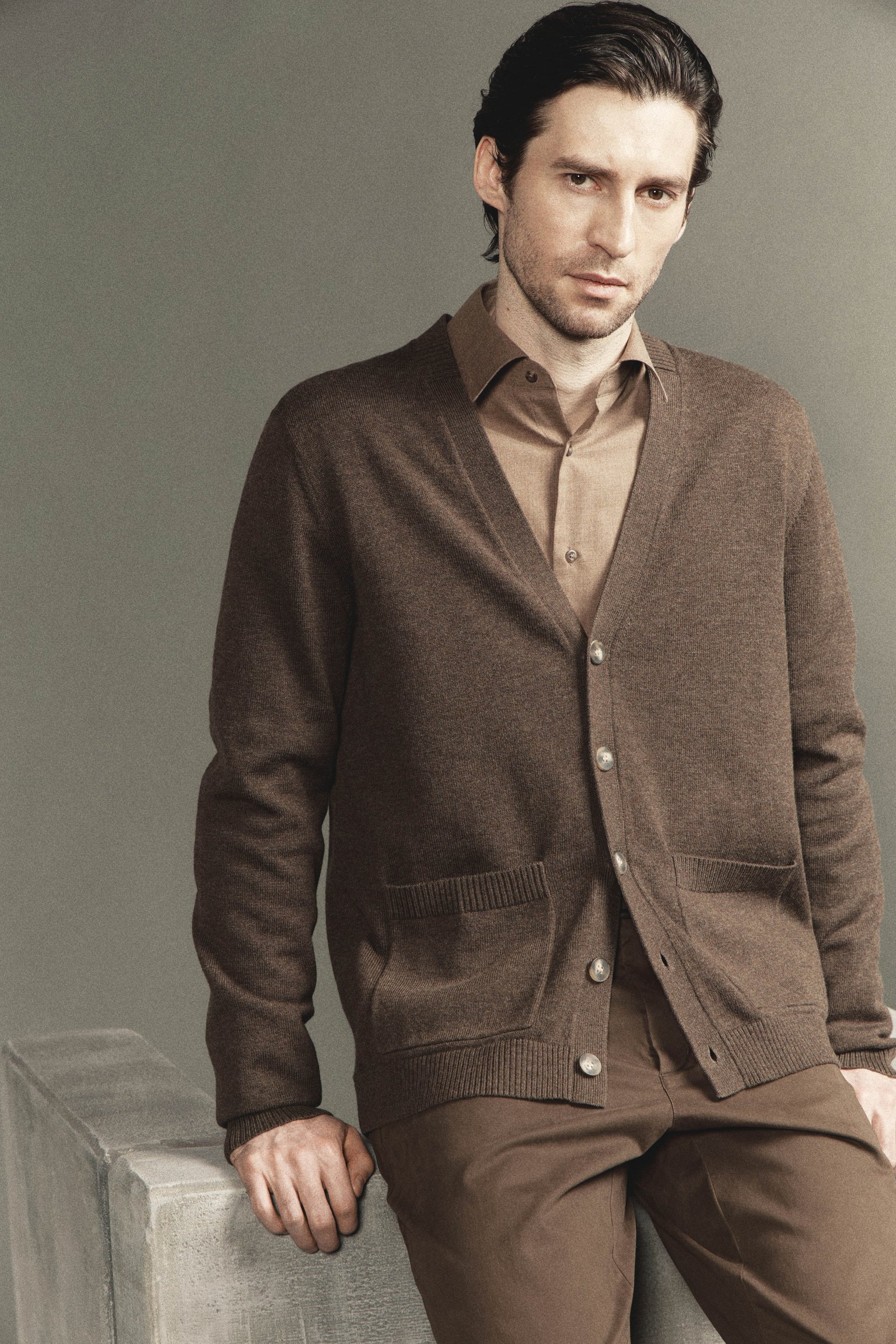 Кардиган из шерсти и хлопка