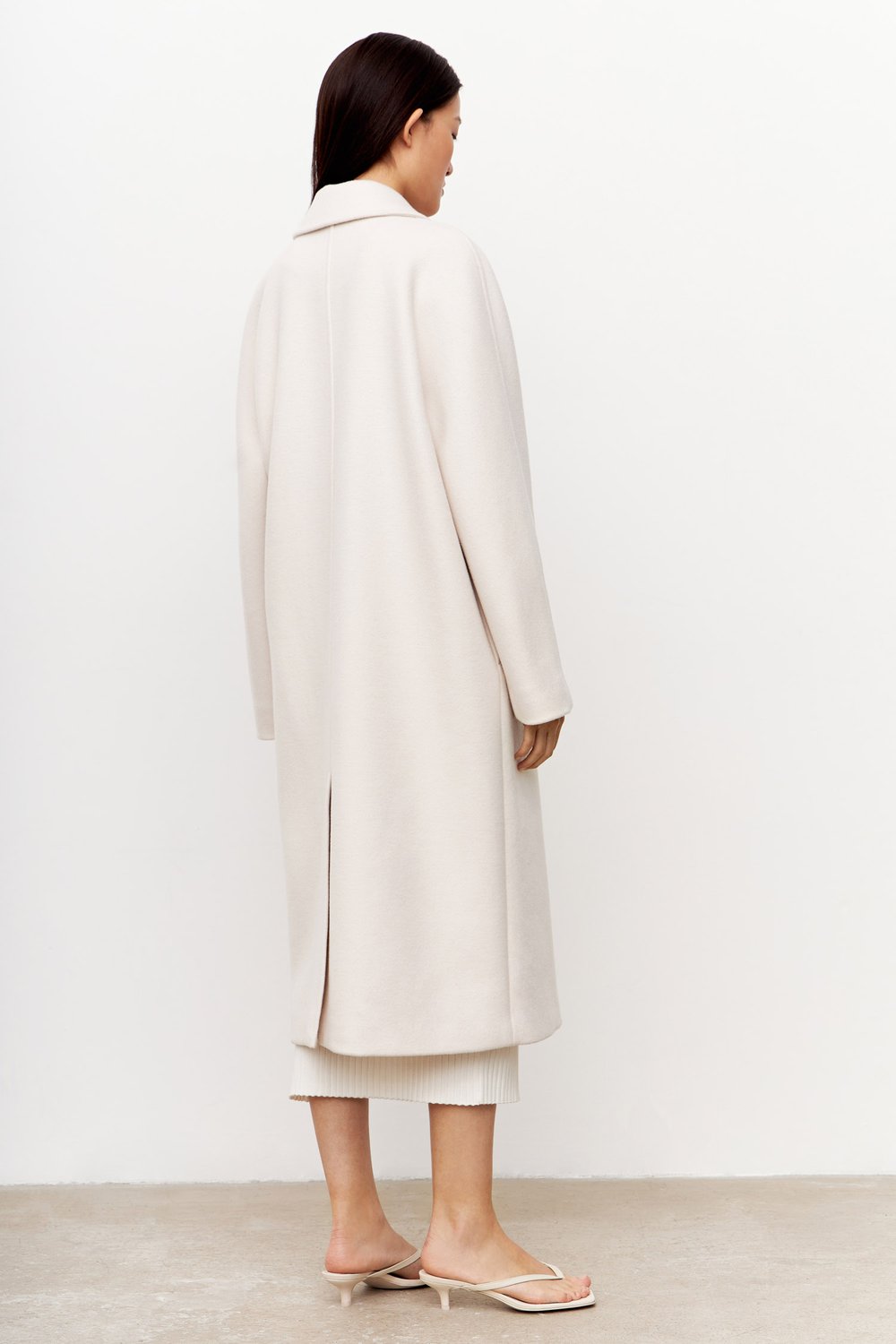 Двубортное oversize пальто из смесовой шерсти