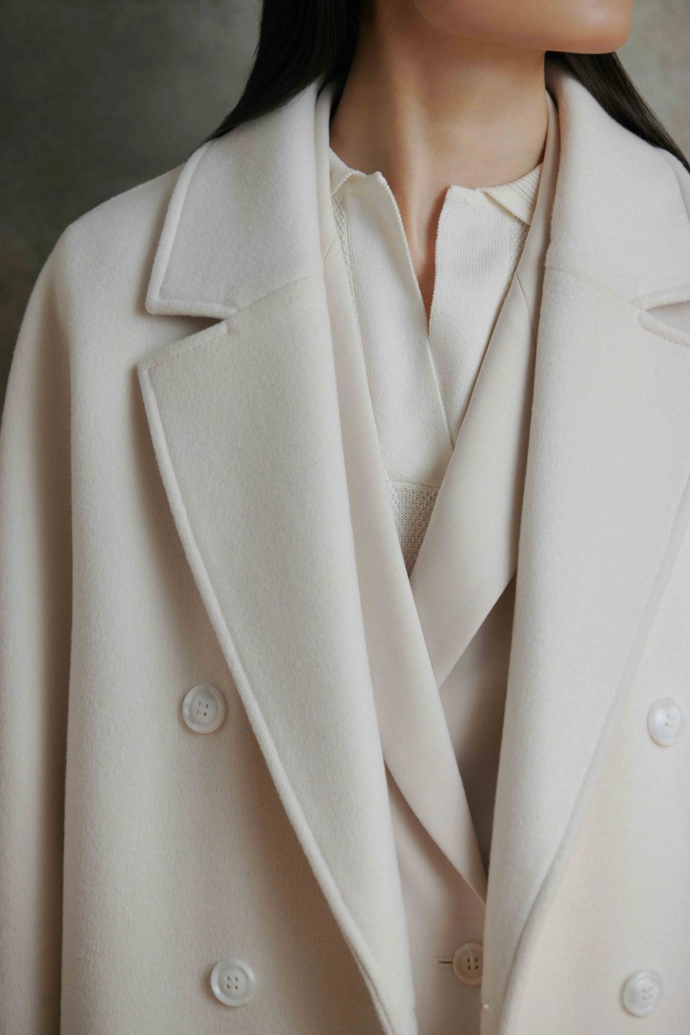 Двубортное oversize пальто из смесовой шерсти