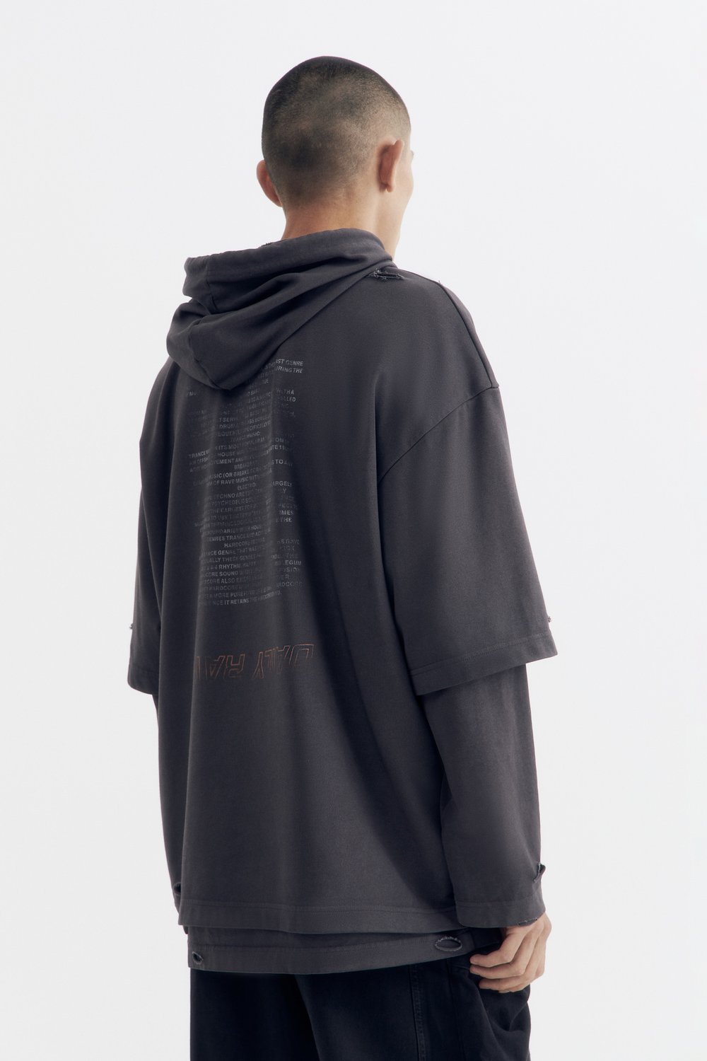 Комбинированное худи garment dye в стиле гранж