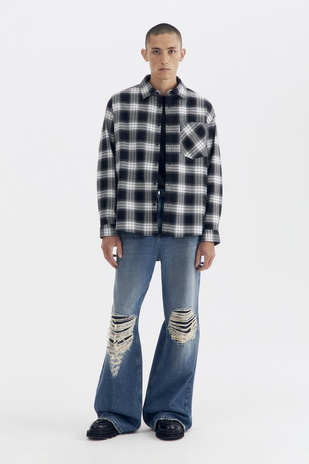 Клетчатая рубашка oversize из хлопка