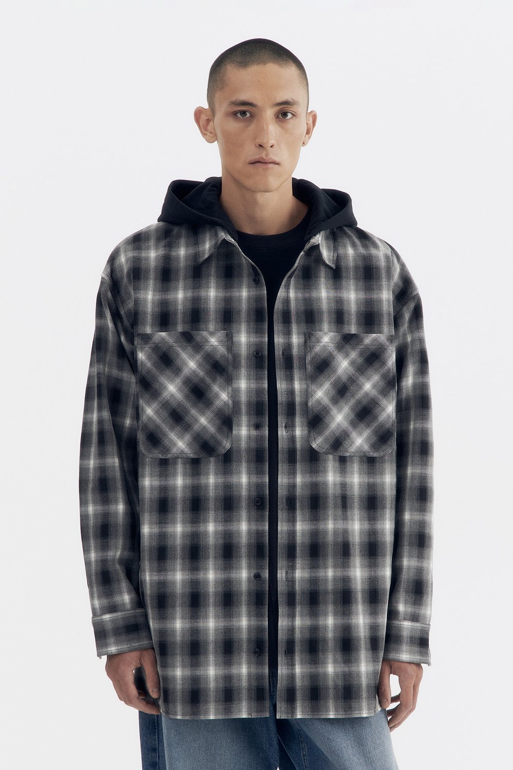 Комбинированная рубашка с капюшоном