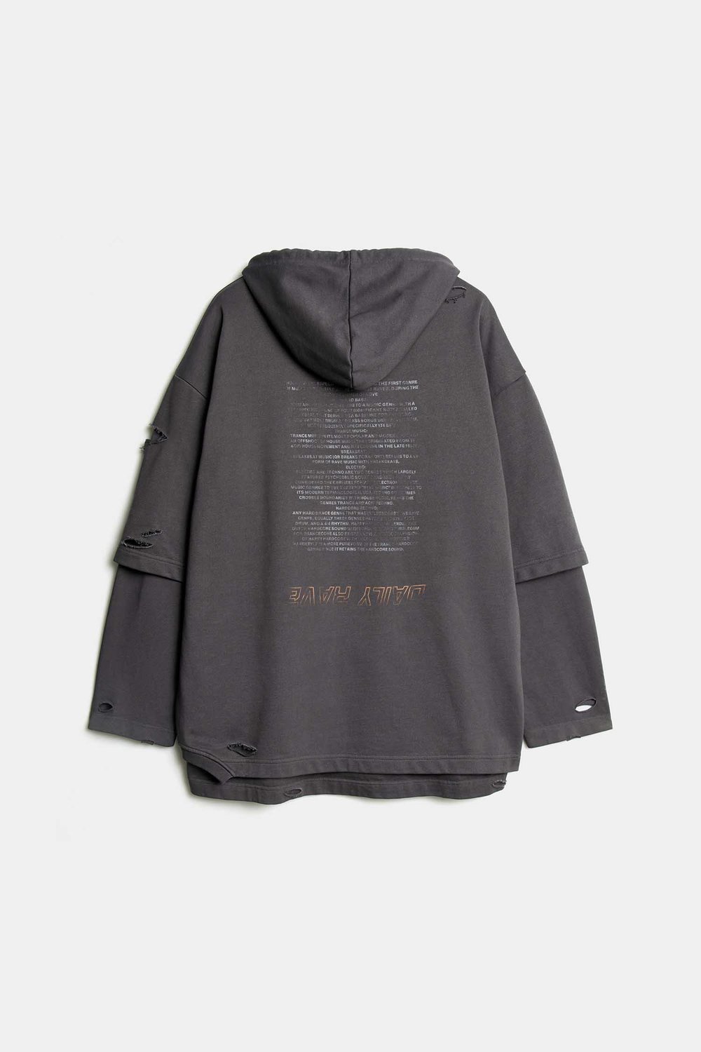 Комбинированное худи garment dye в стиле гранж
