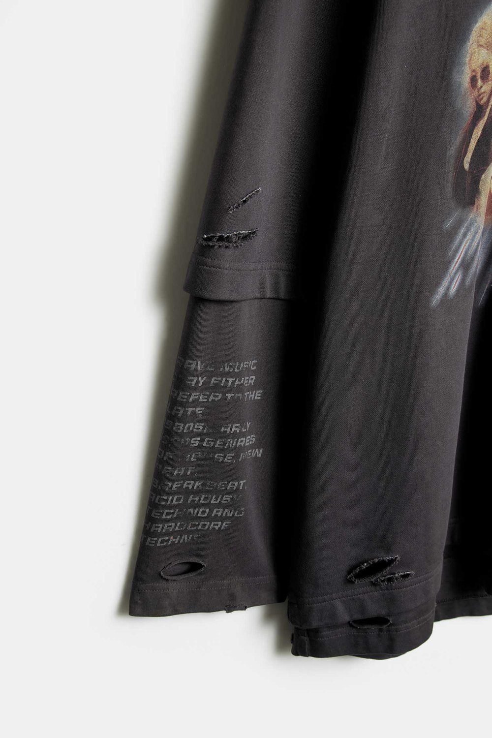 Комбинированное худи garment dye в стиле гранж