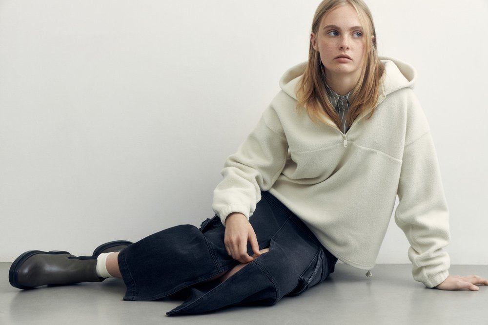Укороченное худи oversize из флиса