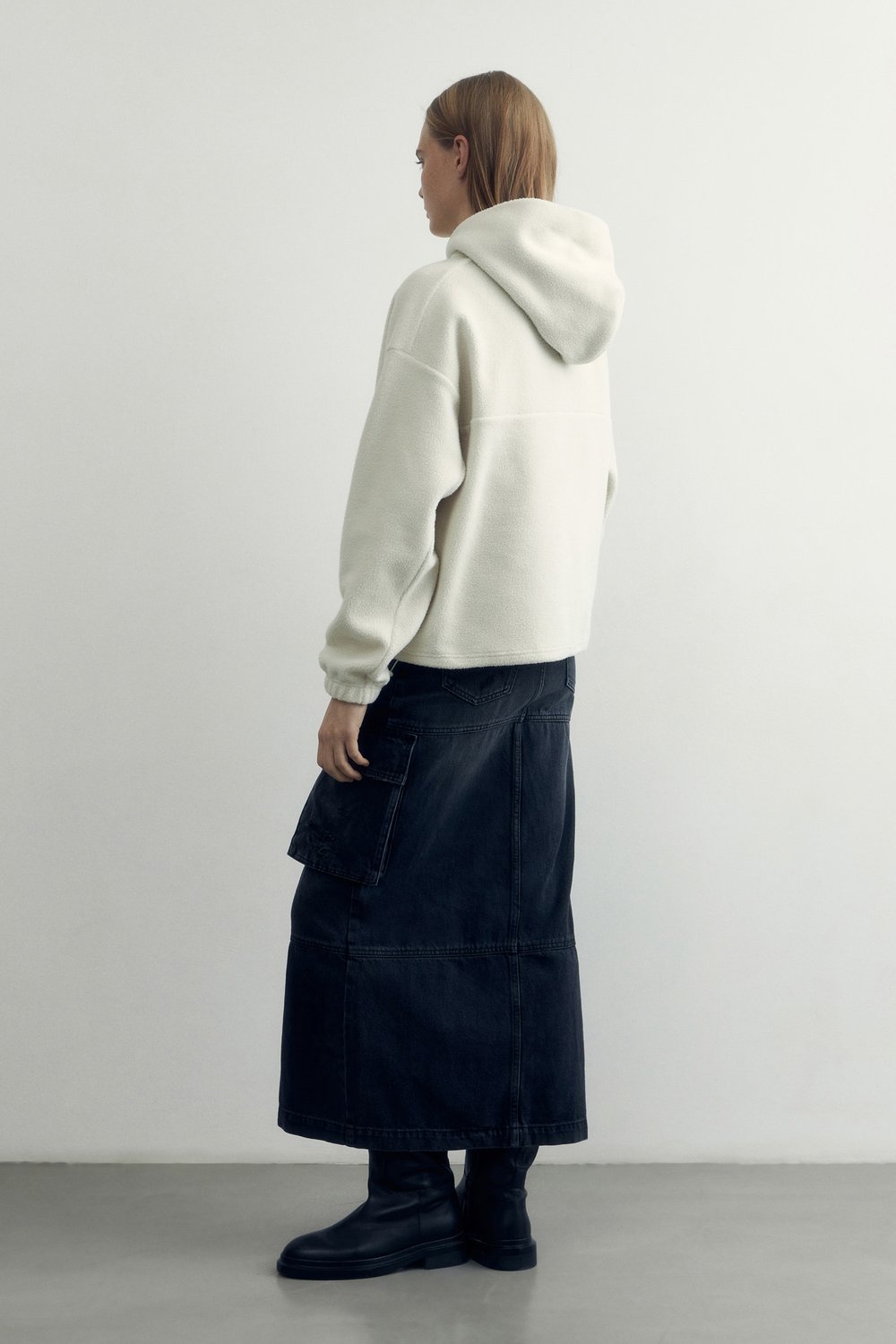 Укороченное худи oversize из флиса