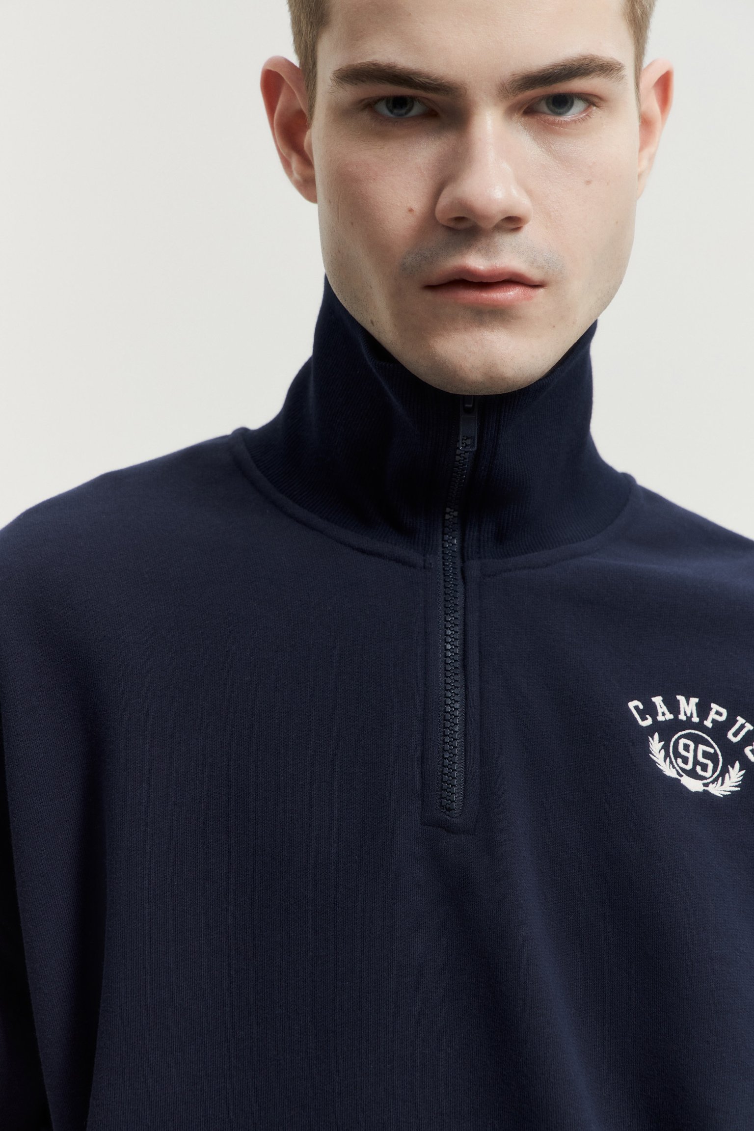 LIMÉ | Толстовка zip-top из футера темно синий цвет | арт. 1803-900