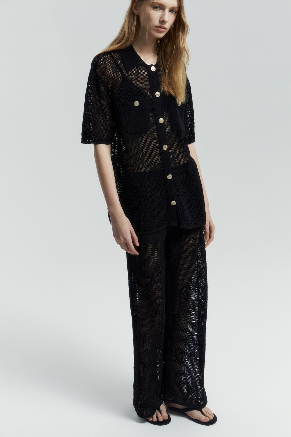 Трикотажные брюки с ажурным узором