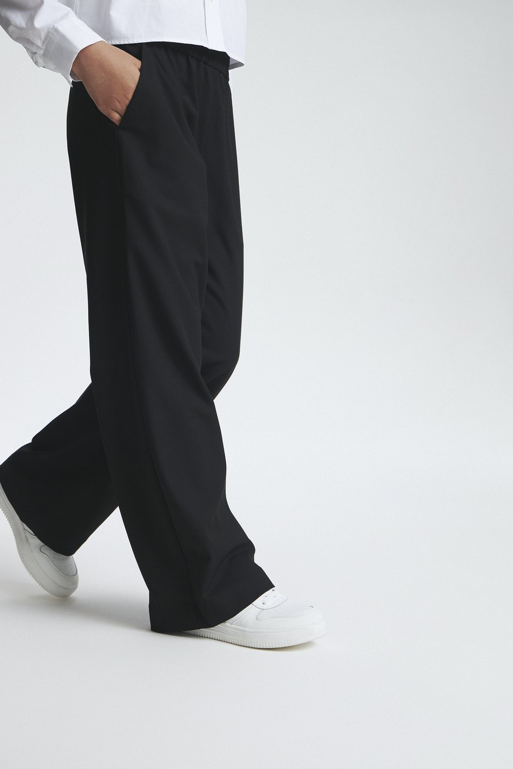 Брюки wide leg с эластичным поясом