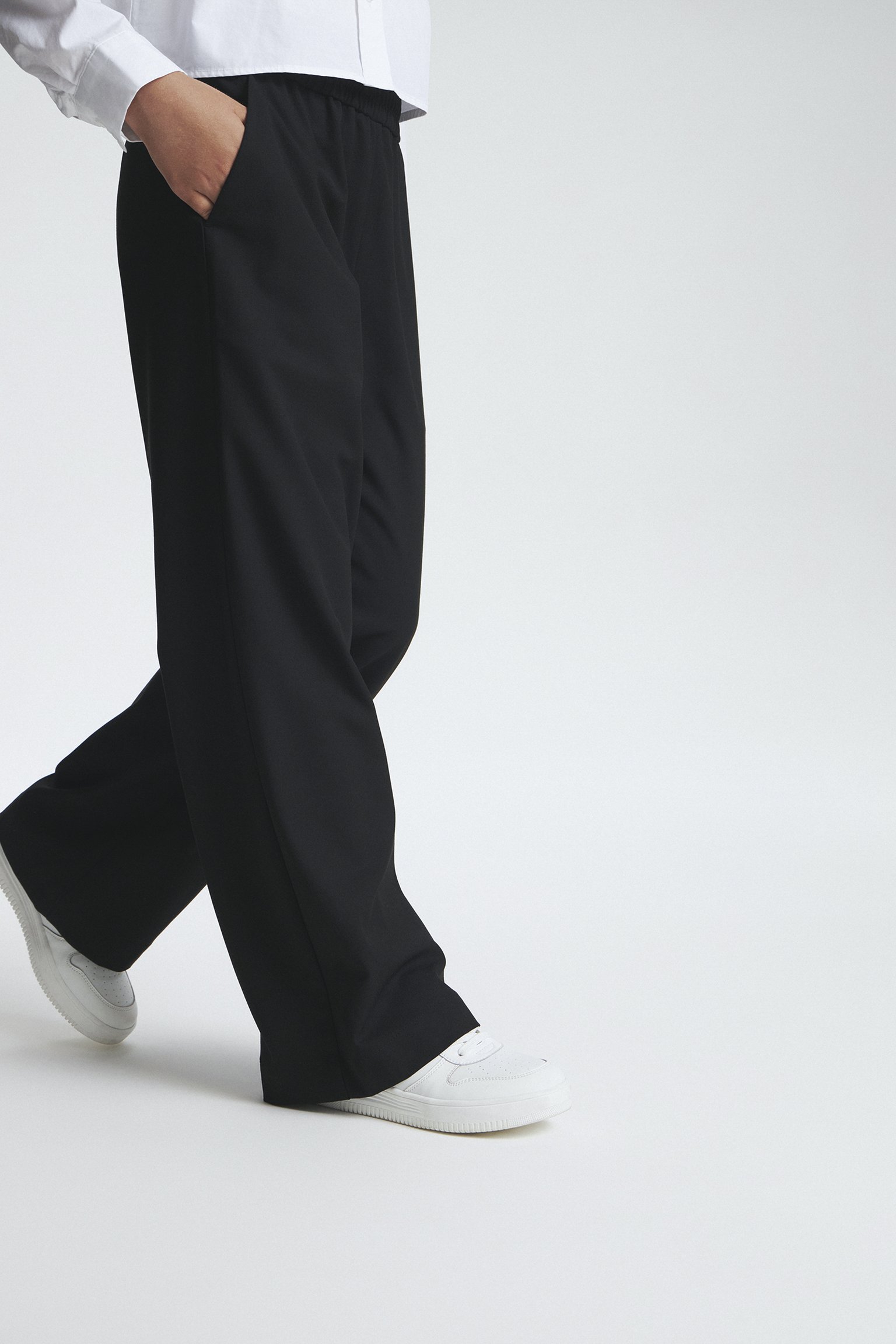 Брюки wide leg с эластичным поясом