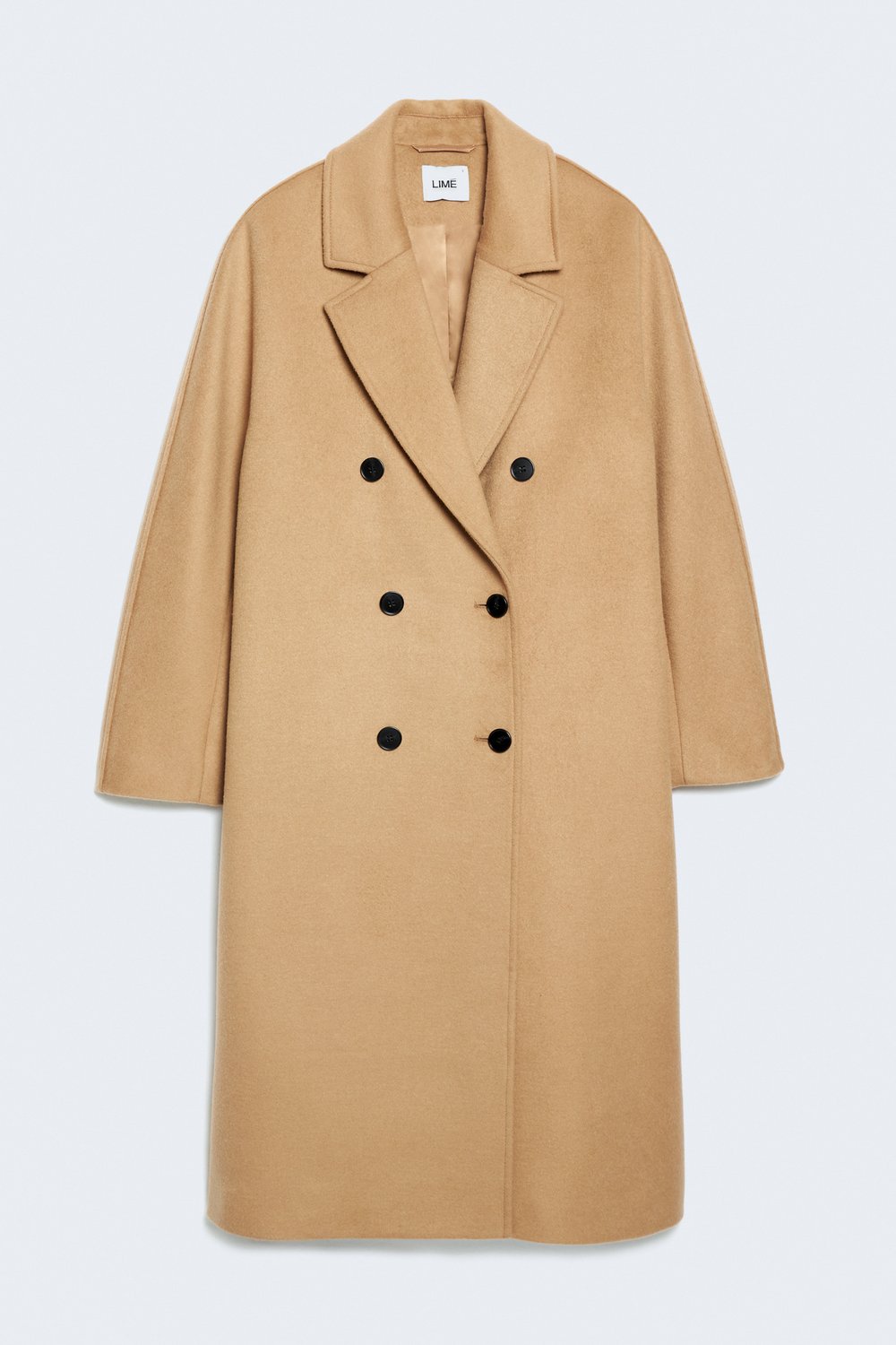 Двубортное oversize пальто из смесовой шерсти
