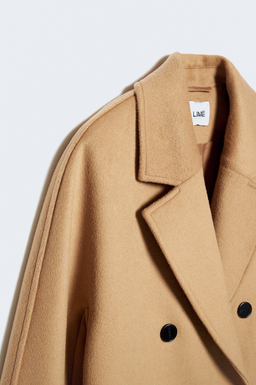 Двубортное oversize пальто из смесовой шерсти