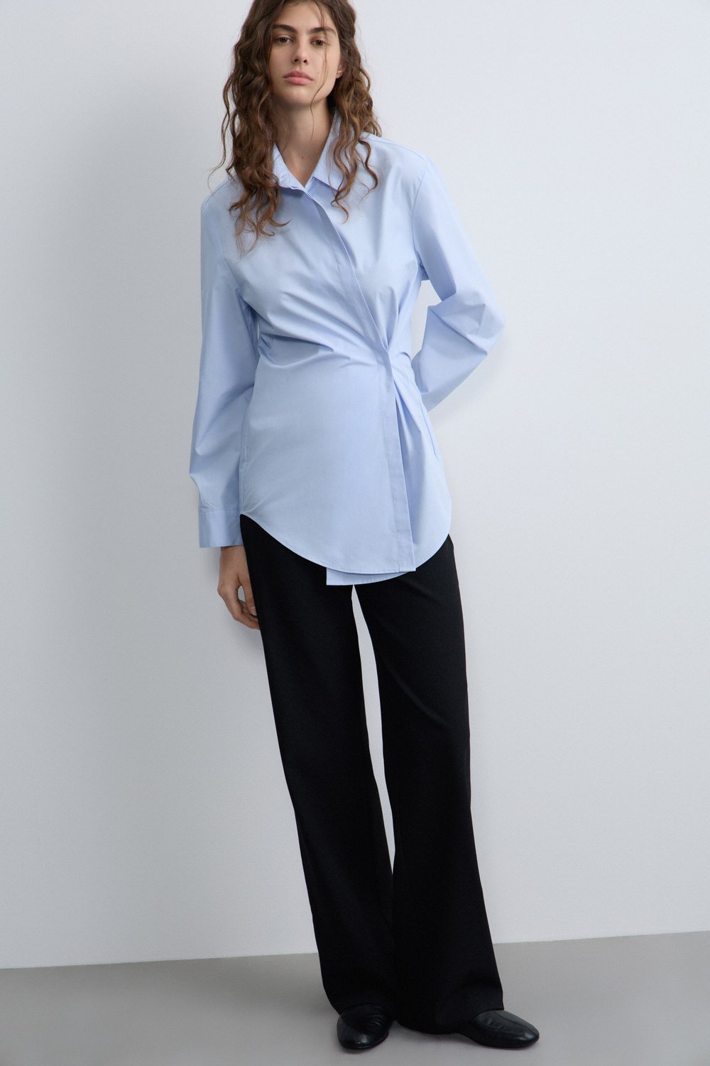 Хлопковая рубашка с драпировкой