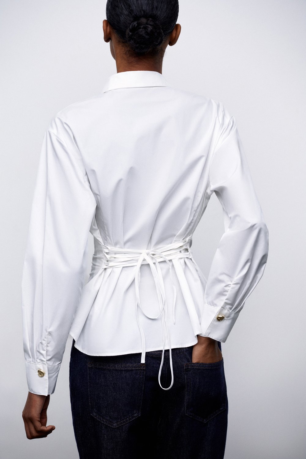 Рубашка из хлопка с корсетной шнуровкой