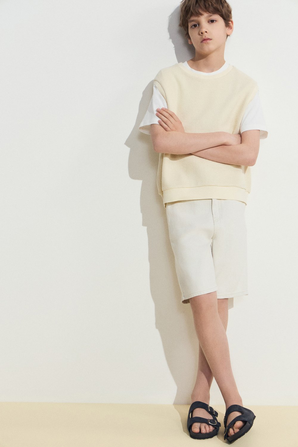 Джинсовые шорты из хлопка и льна