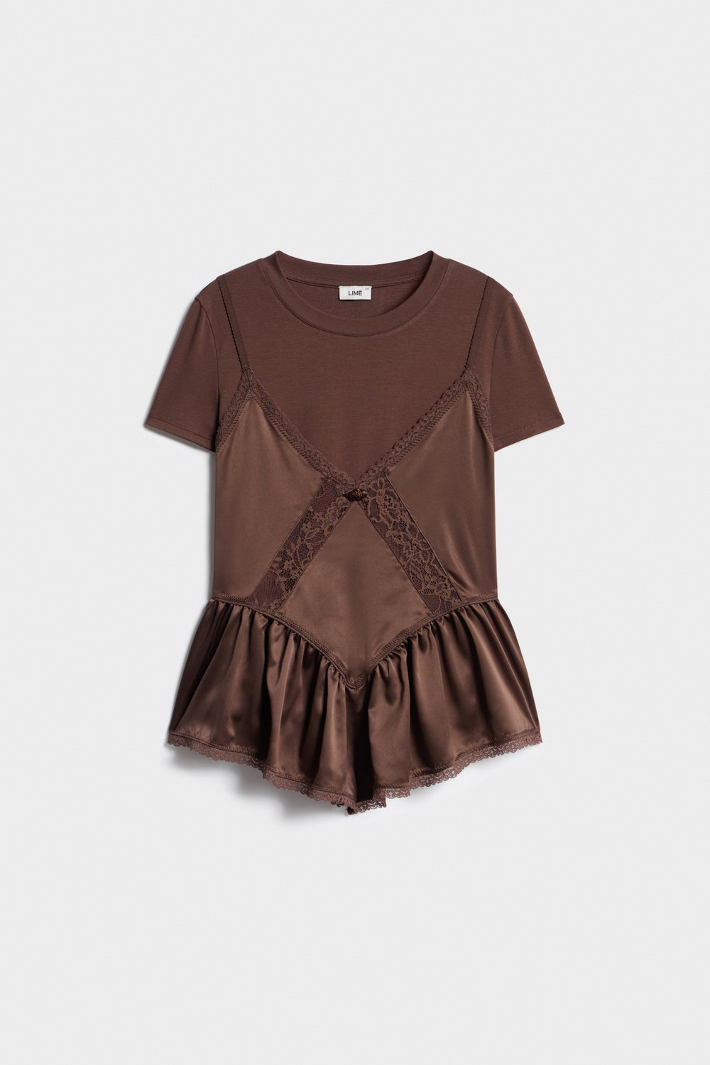 Футболка из лиоцелла с деталью в бельевом стиле