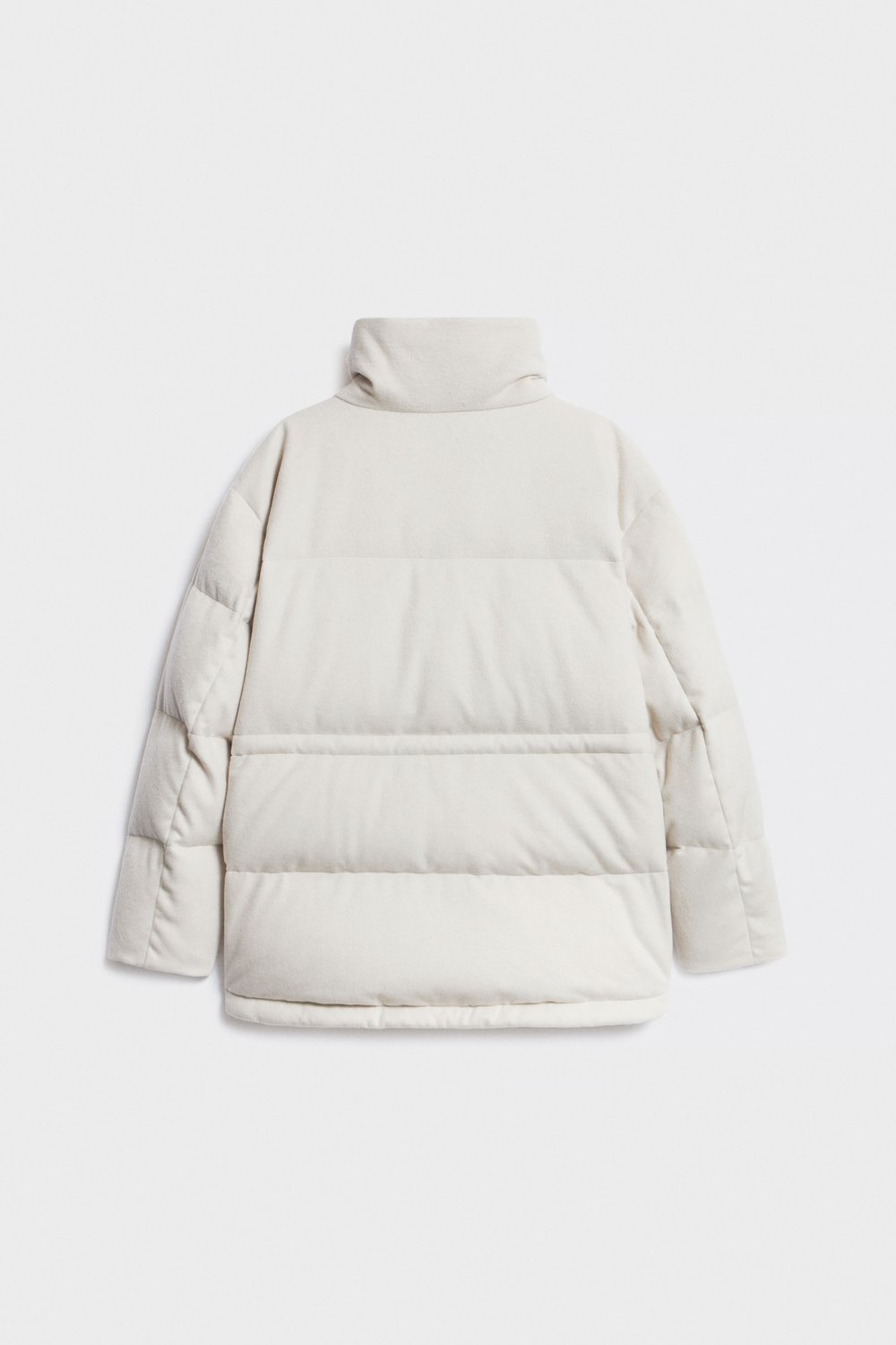 Пуховик из шерсти с кожаными деталями
