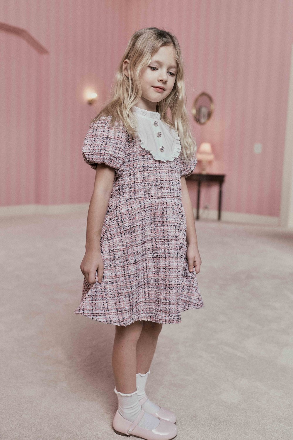 Твидовое платье с манишкой