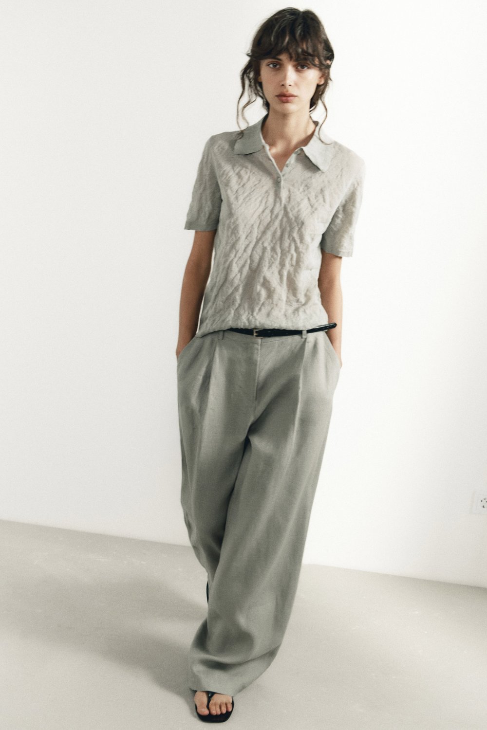Свитер поло из хлопка с мятым эффектом