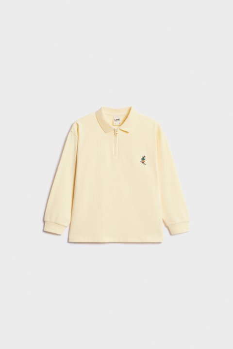 Лонгслив поло из смесового хлопка с вышивкой